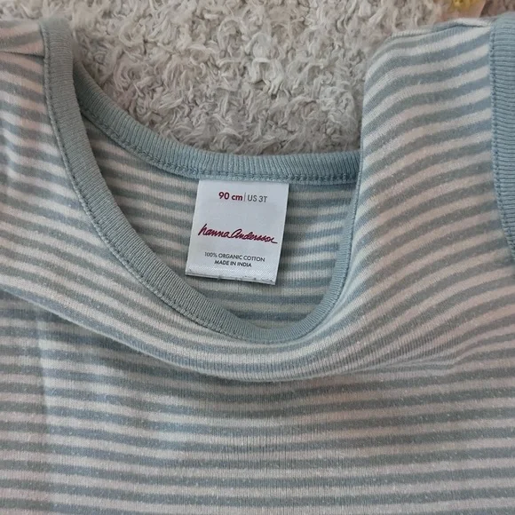 Hanna Andersson Cherry Dress & Bloomer Set In Organic Cotton - Size 3T - Lt Blue - Picture 3 of 4